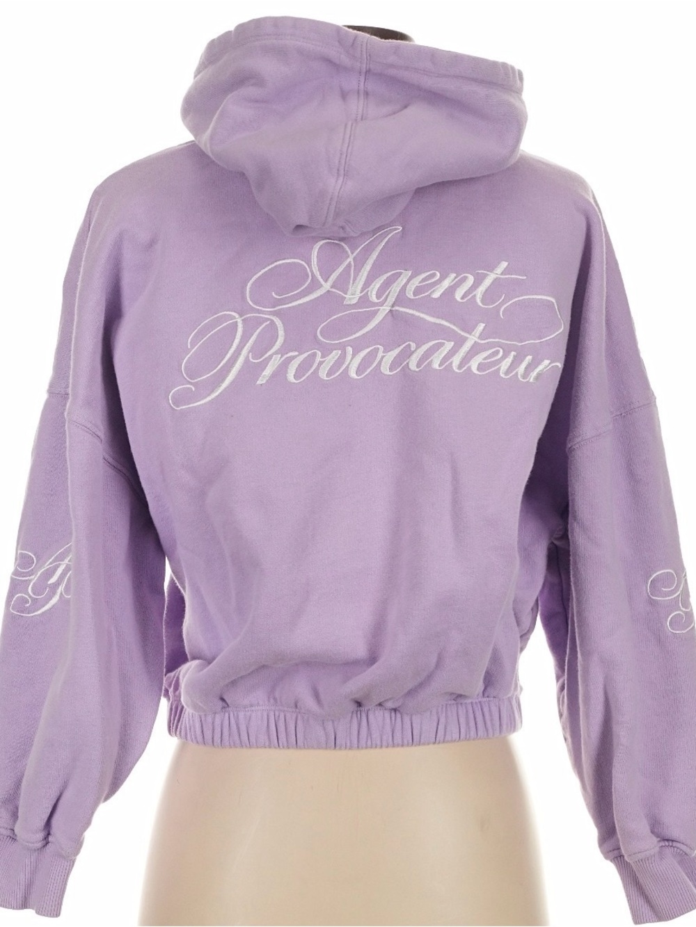 Agent Provocateur Lavender Script Logo Cropped Hoodie